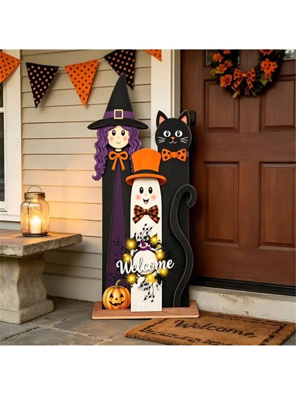 Halloween Welcome Sign with LED Lights, 36